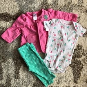 Carters 3 piece hot air balloon print 0-3 outfit